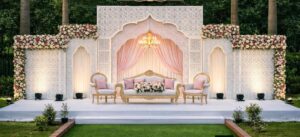 Pink theme wedding stage