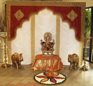 Red White Embroidery Backdrops